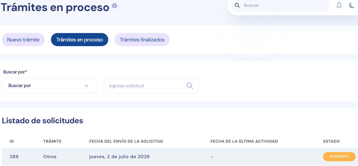 Seguimiento de trámite
