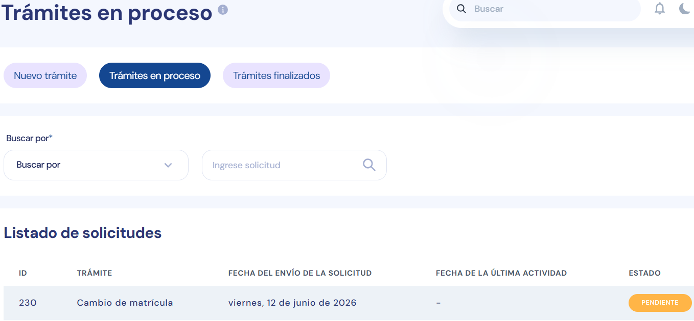 Seguimiento de trámite