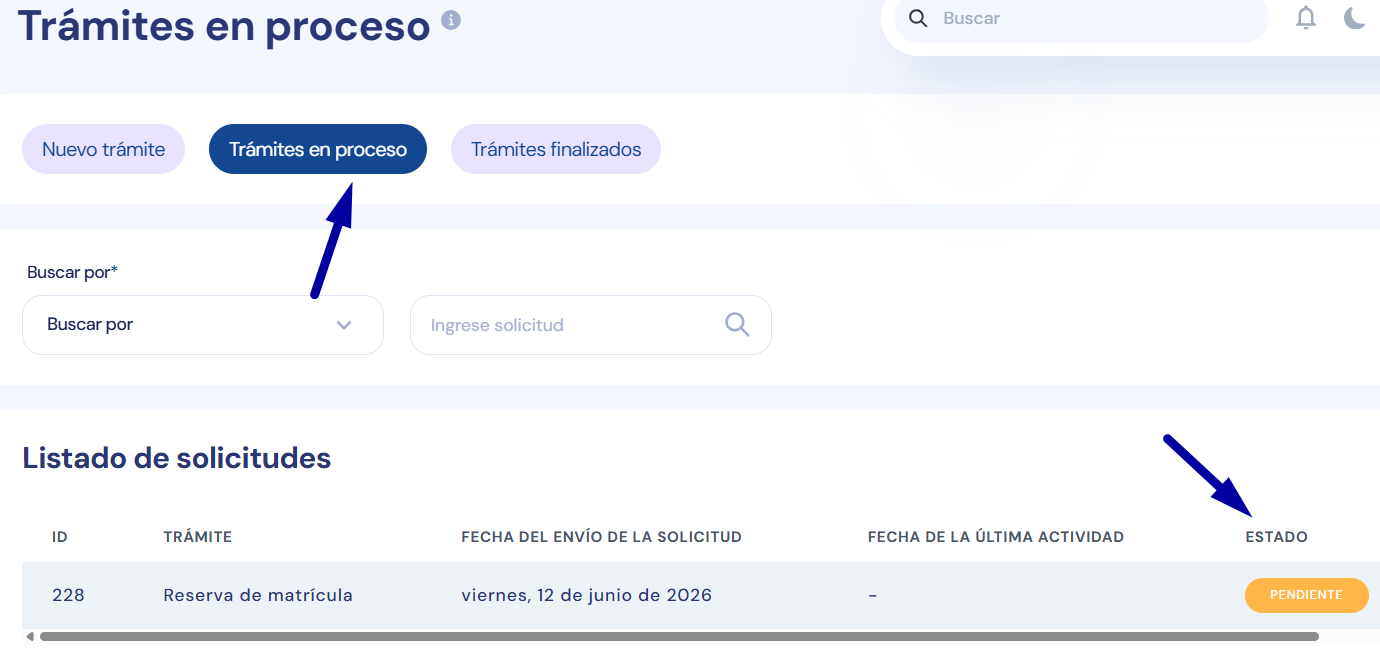 Seguimiento de trámite
